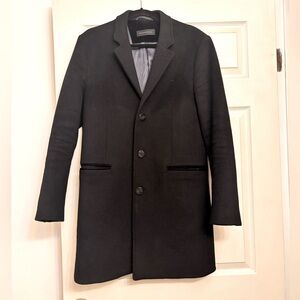 John Varvatos: Notch Lapel Long Black Coat